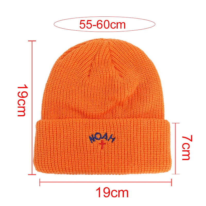 Харадзюку Ноя принт Осень Зима Skullies Hat Модные теплые шапочки шапки повседневные женские одноцветные вязанные шапки для взрослых