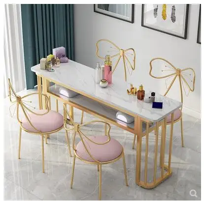 Manicure table and chair set online celebrity Nordic nail table simple and economical single small double nail table new online celebrity luxury nail art table and chair set marble iron nail art table single double three economical