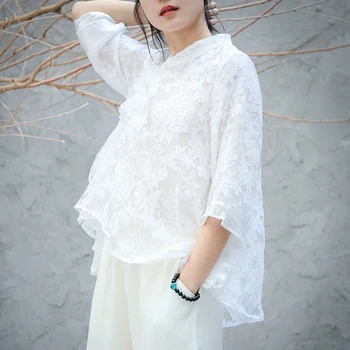 

2020 chinese clothes tops traditional style cheongsam tops qipao short jacquard cotton tang costume vetement shirt