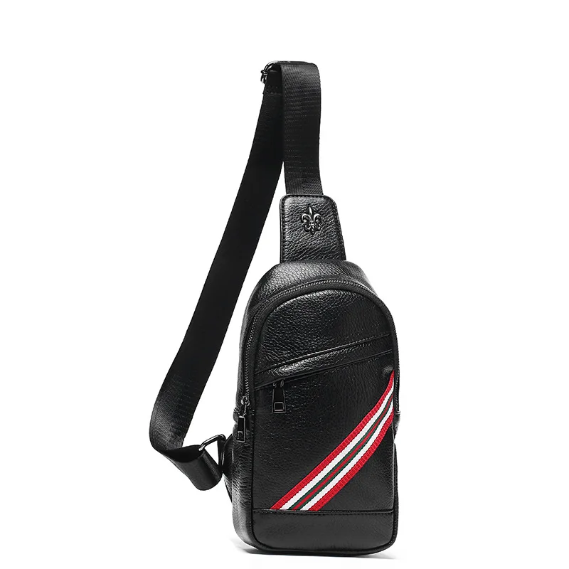 

Outdoor Single Shoulder Backpack Korean version Men's Bag Small Soft Leather Breastbag Fashionable Men's Bag Cortex