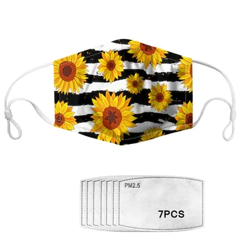 

Customized Mask with 7 Filters Floral Style Women casual Mask Sunflower Reusable Dustproof Mouth Cover Masks
