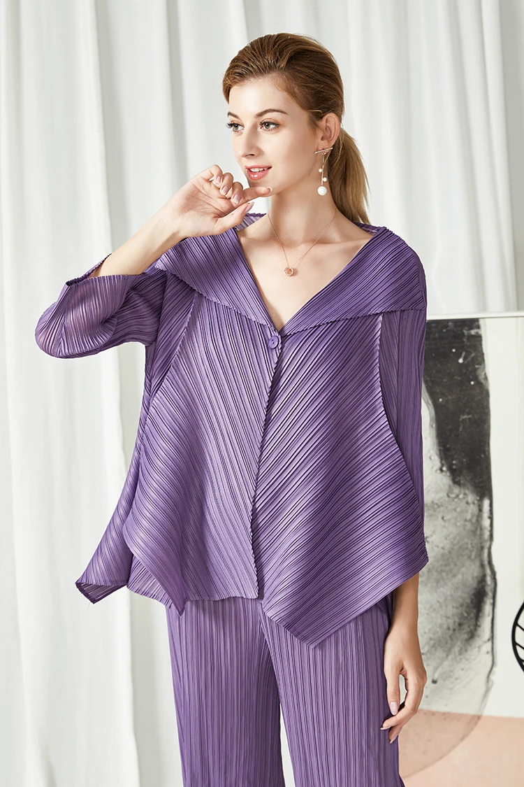 Changpleat, весенние новые женские Базовые Куртки, Пальто Miyak, плиссированные, модные, одноцветные, на одной пуговице, свободные, большие размеры, неровные женские пальто