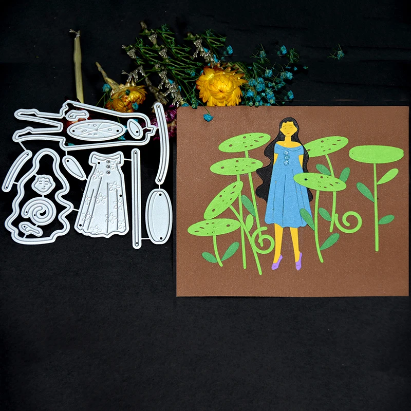 

Flower Spring Girl Metal Cutting Dies Stamps DIY Scrapbooking Photo Album Card Paper Embossing Craft Handmade Handbook Decor