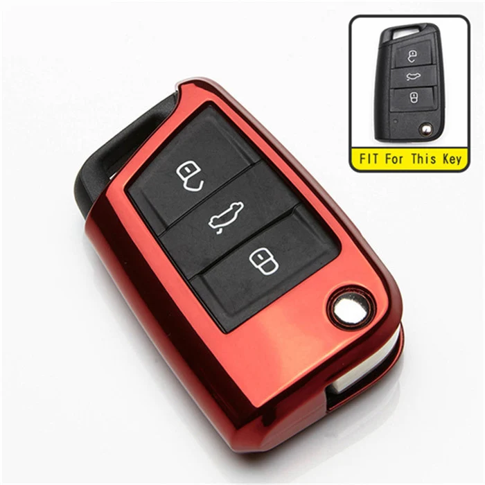 Чехол для ключей из ТПУ для сиденья Leon Mk2 MK3 5F ST 1 1M 2 Toledo Alhambra Cordoba Ateca Arona Fr брелок кольцо аксессуары - Название цвета: Red