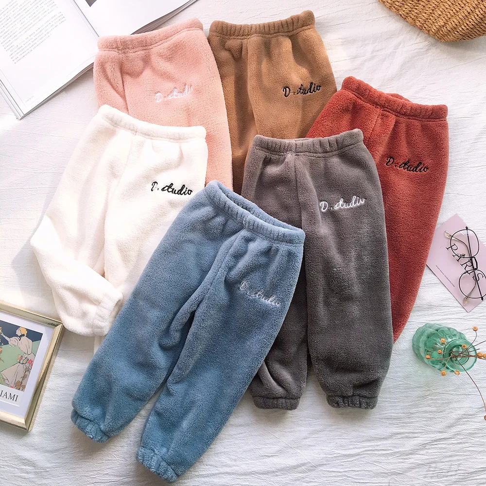 Pants For Boy& Girls Winter Warm Baby Fleece Pants For Boy Girl Trousers Casual Kids Thicken Leggings For Girls Sport Pants