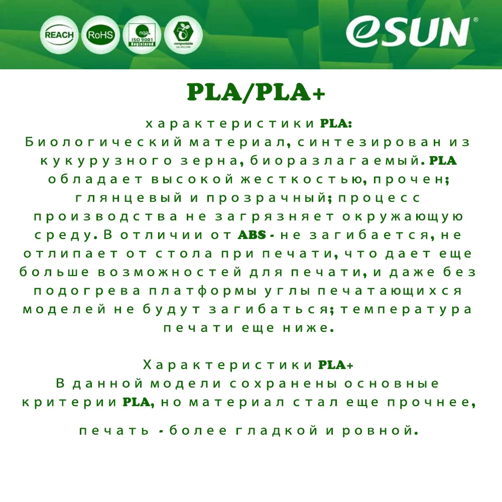 Esun PLA/ABS 3d принтер накаливания пластик для 3d принтера/1 кг 340 м/диаметр 1,75 мм