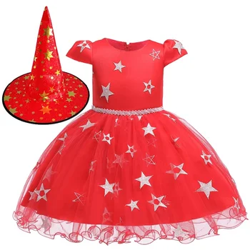 

Halloween Costume Cosplay Girls Princess Dress Witch Dress Witch Show Costumes Cap vestidos de fiesta