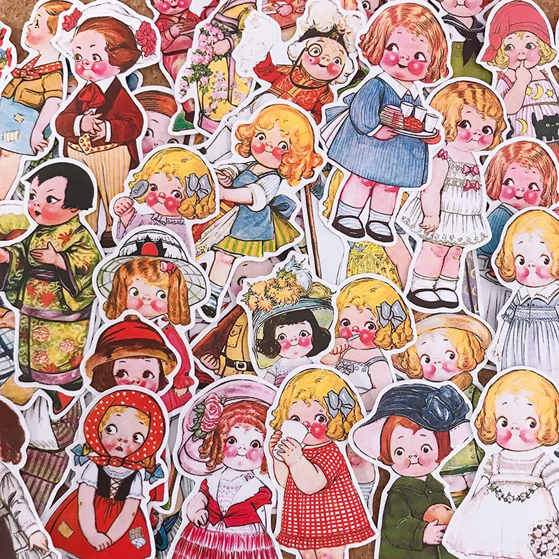 

48Pcs Lovely Pink Girls Doll Stickers DIY Scrapbooking Album Journal Crafts Decorative Stickers Package DIY Photo Albums