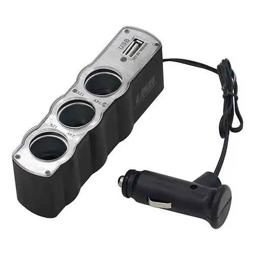 Разветвитель для автомобильного прикуривателя 3 сторонний USB адаптер зарядного