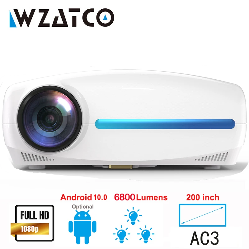 ceiling projector WZATCO C2 Full HD LED Projector 6800 Lumens 1080P 4K Android 10.0 Wifi Smart Home Theater Video Proyector 3D Movie Beamer 3d projector
