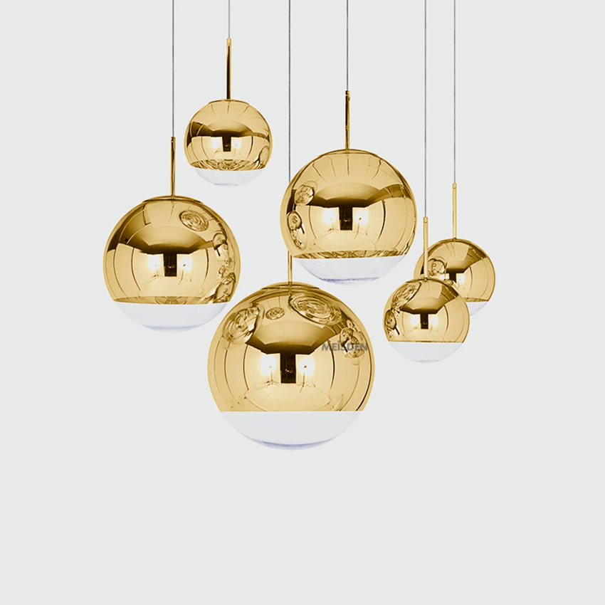 Скандинавский Золотой Серебряный стеклянный шар Лофт светодиодный подвесной