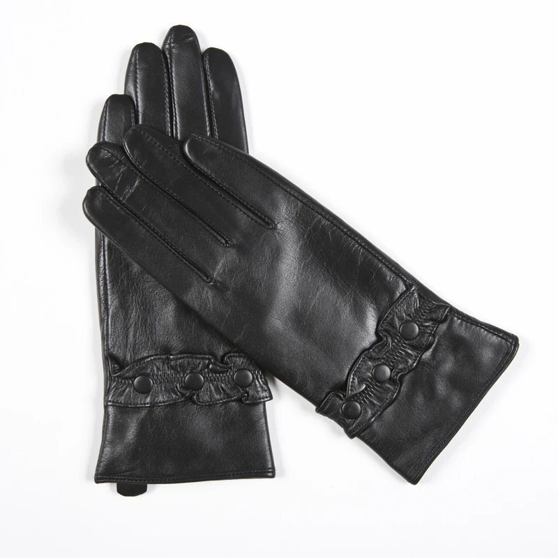 Женские перчатки из натуральной кожи высокого качества женские черные модные