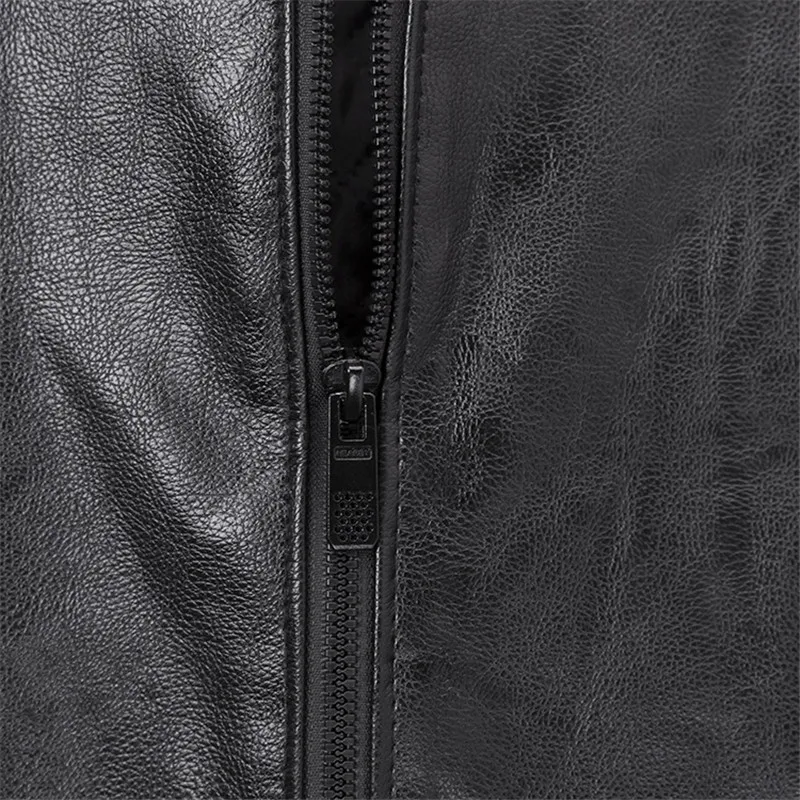 Discount 2019 Winter Men Leather Jacket PU Solid Color Motorcycle Business Jackets Windproof Male Plus Size Coats Chaqueta Moto Hombre