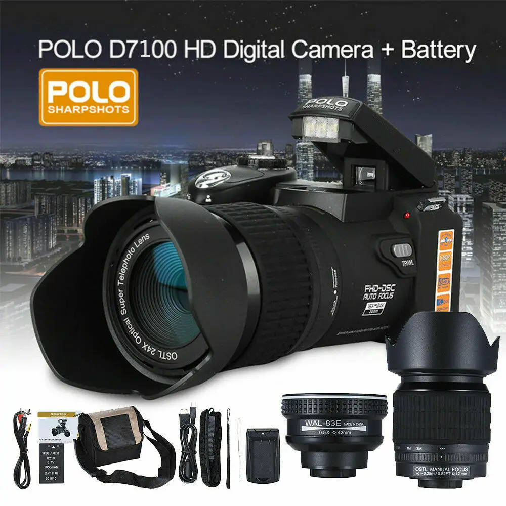 D7100 Camaras HD 33MP 3" LCD 24X ZOOM LED Digital DSLR Camera Photo Camcorder camera profissional digital | Электроника