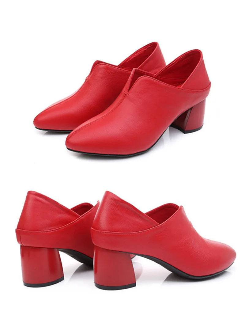 2020 Spring Autumn New Women's Shoes Fashion Thick Heel Round Head Leather High Heels Women Wedding Shoes Ladies Pumps VT725 (11)