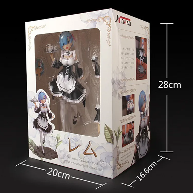 Lensple Re: жизнь другой мир от Zero Rem Ram Emilia re zero Фигурки игрушки Аниме Фигурки игрушки для детей Подарки для детей - Цвет: blue with box