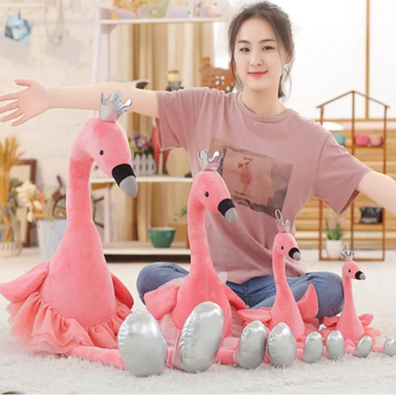 

Powder Adorable Princess Style GIRL'S Heart Doll 2018 Plush Toys INS Swan with Crown Doll GIRL'S Room Decoration