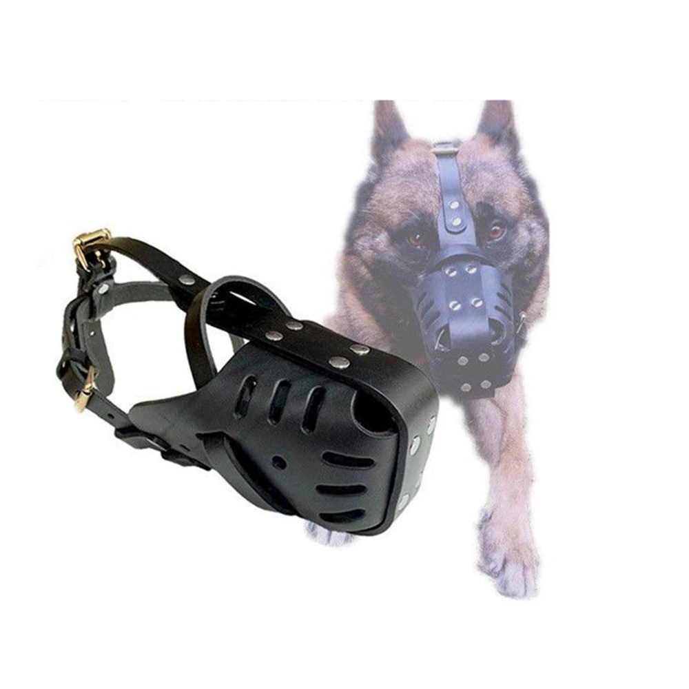Cowhide Dog Muzzles For Dogs Stop Biting Barking Breathable