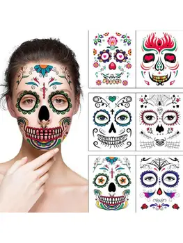 

Temporary Tattoos Stickers Horror Funny Clown Face Sticker Halloween Party Masquerade Cosplay Sticker Role Play Props
