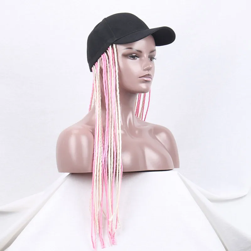 555-pink-white Парик Женская бейсбольная кепка уличный стиль хип-хоп Красочные Модные простые тканые высококачественные химические волоконные аксессуары шляпа - Цвет: 555-pink-white