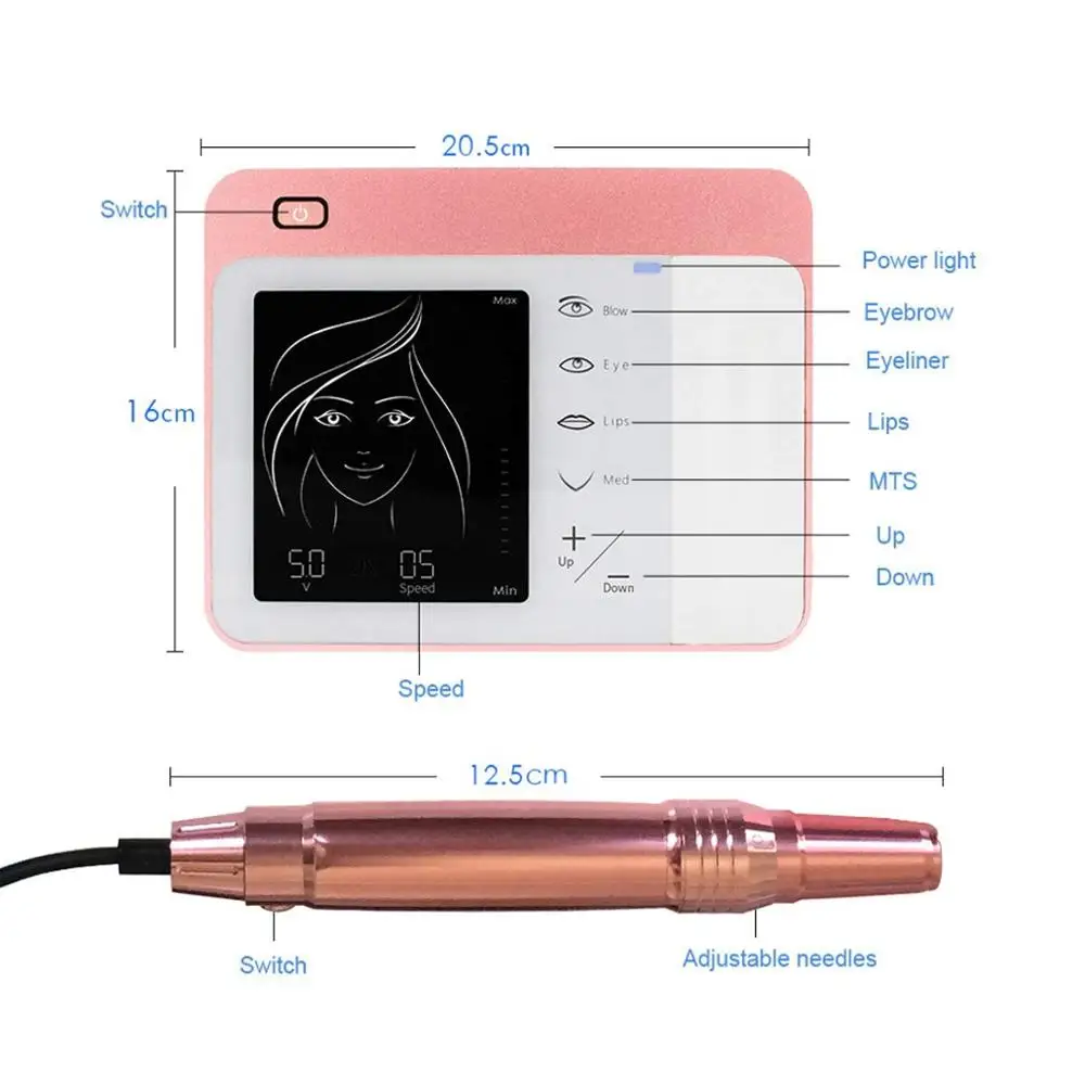 Мощный Перманентный макияж бровей швейцарский мотор роторная татуировка машина наборы для губ МТС с 50 шт. винт картридж иглы