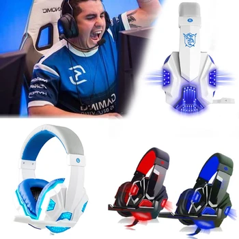 

Gaming Headset PC 3.5mm USB LED with Mic for Mac Laptop Game Earphone Headphones Gadget Gaming Headphones