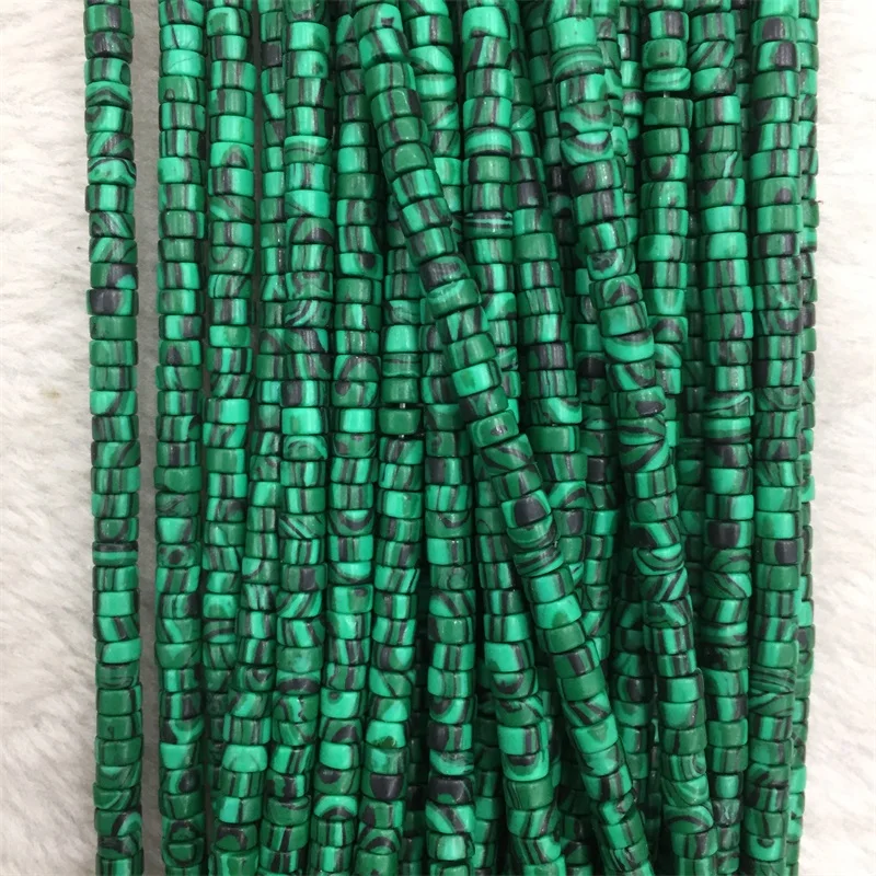 Natural Green Malachite Heishi Beads 2x4mm - 15 Inch Strand, Loose Gemstone Beads For Jewelry Making
