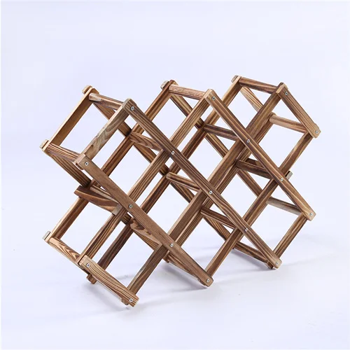 Foldable Wooden Wine Bottle Holder, Natural Wine Shelves, 8 Slots, Holds 10 Wine Bottles, Wine Rack(Holds 10 Bottles - Цвет: Серый