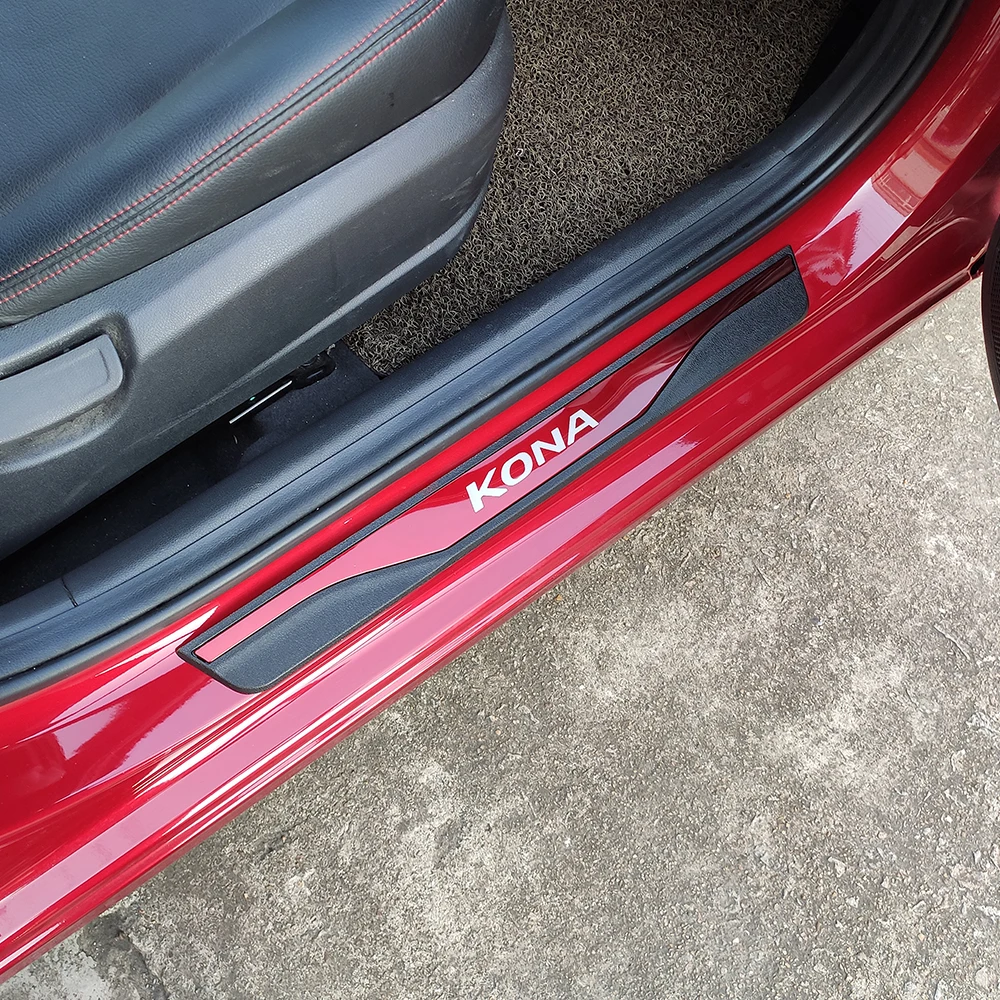 

Auto Accessories Sticker For Hyundai Kona Stainless Steel Door Sill Scuff Plate Cover Trim Guard Protector Car Styling 2015 2019