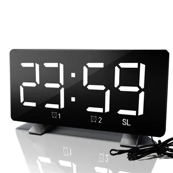 

6 inches FM Radio Alarm Clock Large LED Screen Support Dual Alarms Snooze Time Memory Function With USB Charging Port EU/US Plug