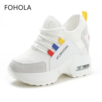 

FOHOLA New Female Running Shoes Heightened shoes women Breathable Sneakers Women Sports shoes non-slide mesh women Fashion shoes