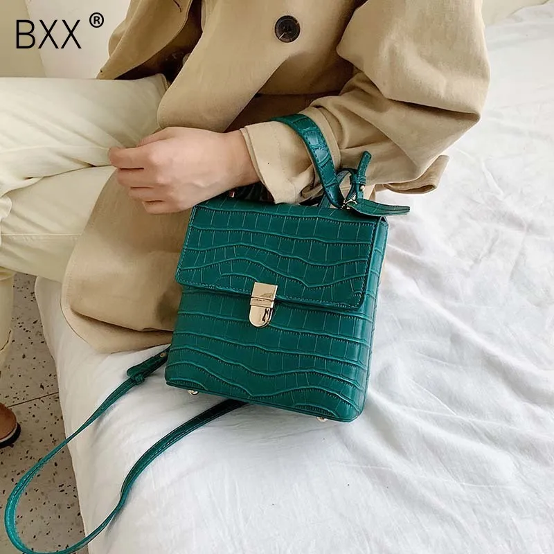 

[BXX] Solid Color Stone Pattern Pu Leather Crossbody Bags For Women 2020 Lady Totes Female Shoulder Messenger Bag Handbags HI507