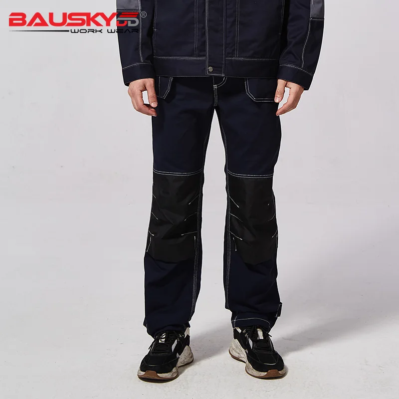 Bauskydd B109 Спецодежда хлопковые брюки рабочие защитная Рабочая одежда мужские брюки черные осенние брюки с наколенниками - Цвет: Dark blue