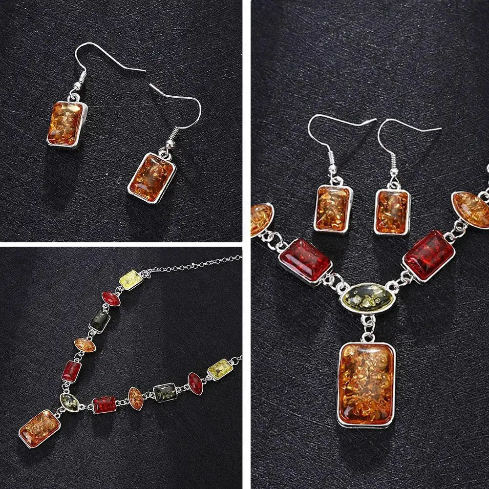 Square Oval African Style Women Necklace Hook Earrings Party Jewelry Set jewelry sets jewelry set women earrings chain necklace