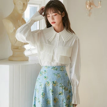 

Shirt female design sense niche 2020 early autumn new retro Hong Kong style long-sleeved shirt