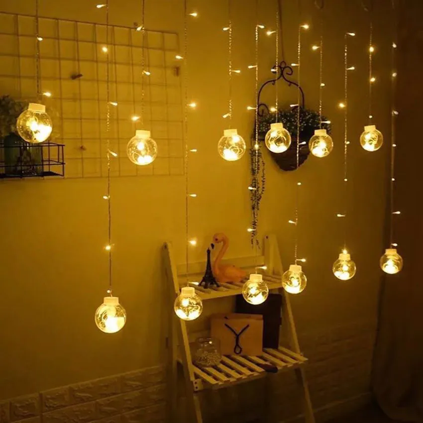 

2.5m 12 Ball Wishing Ball Curtain Light String Christmas Decorations for Home New Year Decoration Christmas Tree Decorations