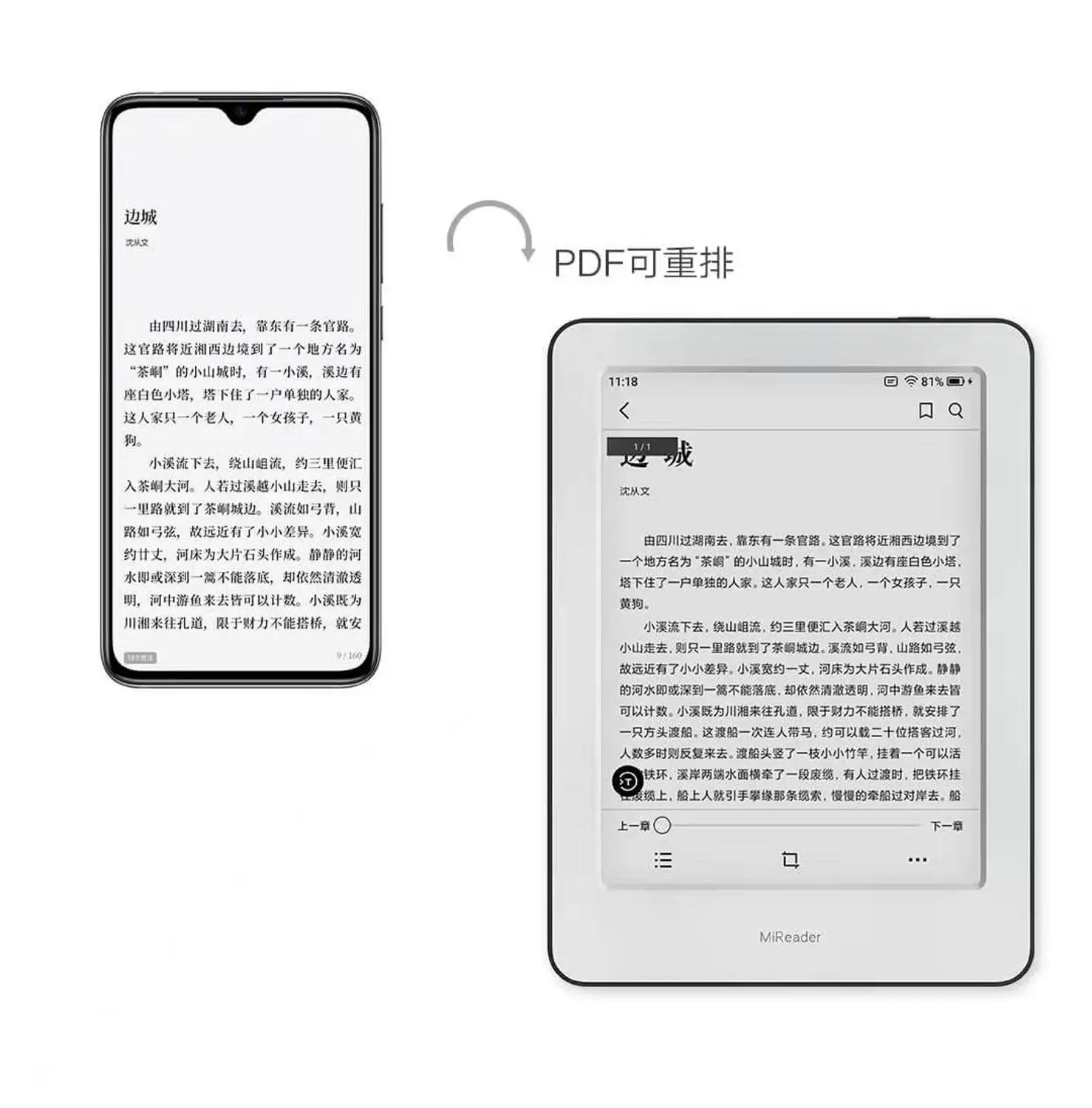 Xiaomi MiReader электронная книга интеллектуальная офисная артефакт метр домашняя электронная книга читатель сенсорный чернильный экран читатель WiFi 16 Гб памяти Передняя Задняя