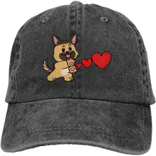 Мужская и женская Регулируемая джинсовая тканевая Кепка-бейсболка, немецкая овчарка, метательные сердца, Кепка водителя грузовика