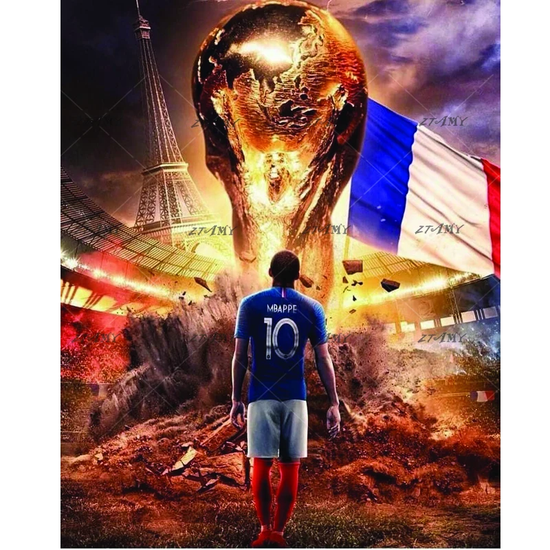

5D diy Full Square/round Diamond Painting kits France Kylian Mbappe diamond embroidery Cross Stitch Mosaic Rhinestone home decor