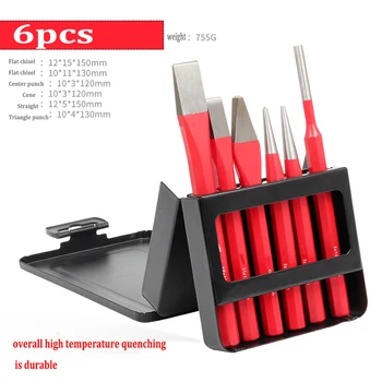 

Manufacturing straight punch cone triangle punching flat head chisel combination set CRV chrome vanadium steel