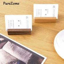 Черный орех бук дерево визитница офисный Настольный деревянный подставка для фотографий имя памятки зажимы органайзер для хранения ужин вечерние Декор