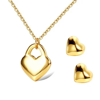 

MK001 Love Heart Honey Necklace Pendant Earrings Jewlery Sets for Women Gift Fahion