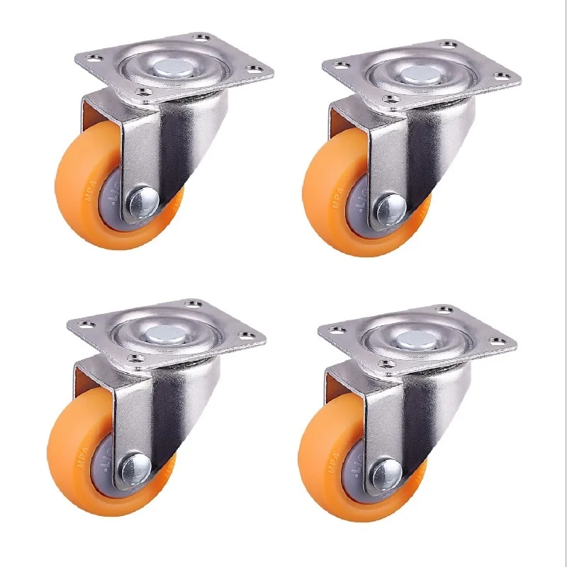 Swivel Casters Castor Wheels, 25mm 13kg, Orange Nylon, 4pcs Pack