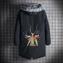Winter Chinese-style MEN'S Wear Hooded Sun Wukong Embroidered Cotton-padded Jacket Coat Mid-length Large Size Cotton-padded Clot