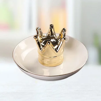 

1PC Ceramic Jewelry Plate Crown Simple Organizer Holder for Earring Necklace Bracelet