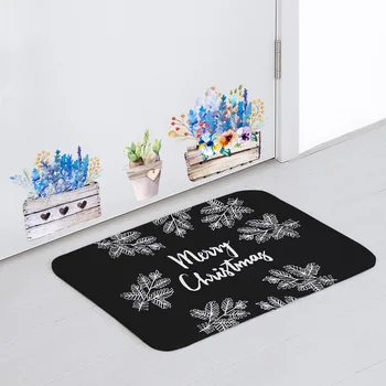

Fashion Simple Welcome Door Mat Letter Lights Deer Leaves Gift Box Living Room Decorative Blanket Non-Slip Kitchen Bathroom Mat