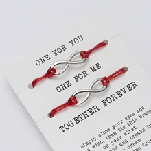 2 x un pour vous, un pour moi ensemble pour toujours, amour infini 8 x Bracelets de Couple à ficelle rouge, les amoureux souhaitent des bijoux