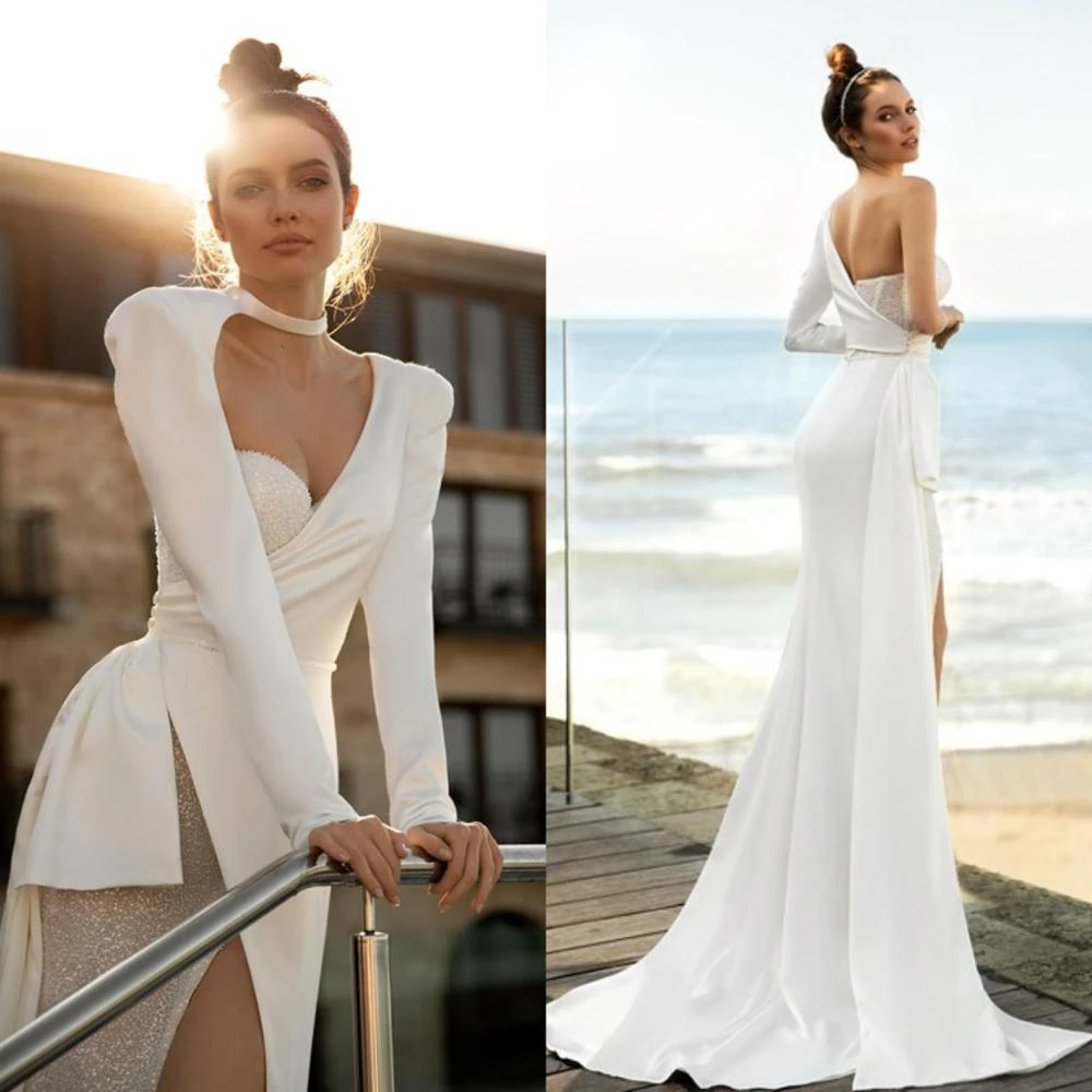 Modest One Shoulder Wedding Dresses ...