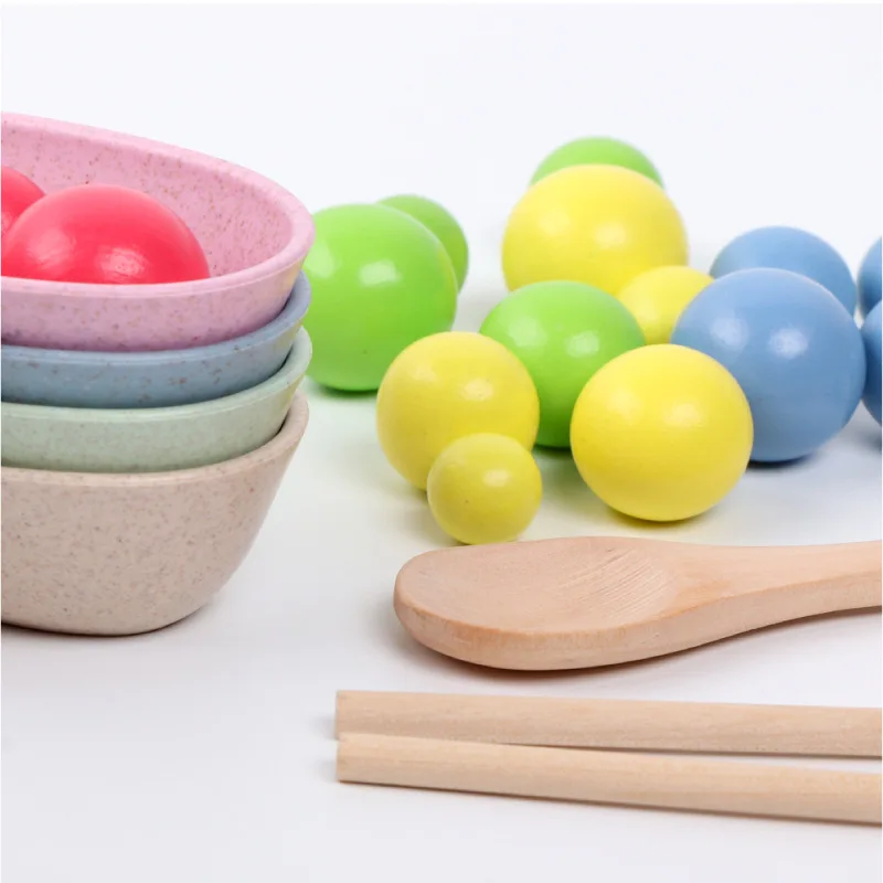 Candy Wood Children Math Toy Clip Beads Multi-functional Practice With Chopsticks Early Educational Learning Toy Montessori