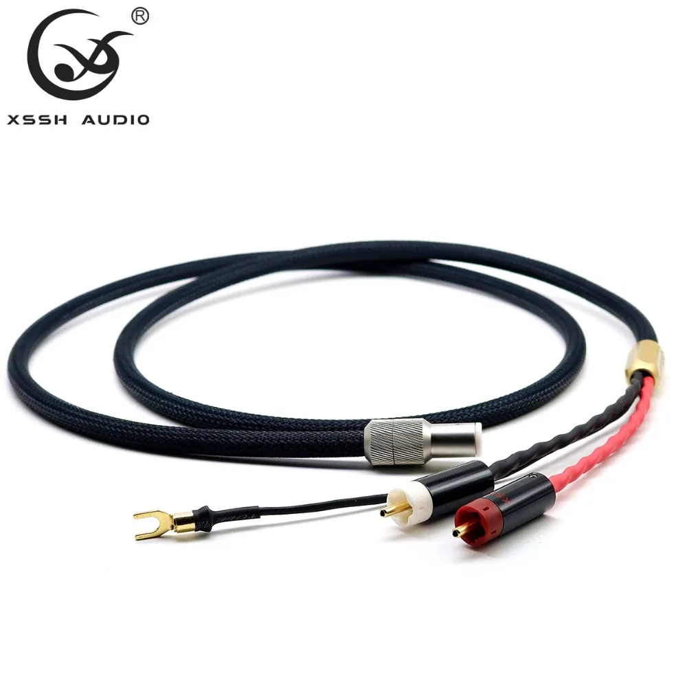 4 코어 순수 구리 OFC 도금 실버 쉴드 RCA 5 핀 DIN XLR U 스페이드 플러그, 접지 와이어 LP 오디오 포노 Tonearm 케이블